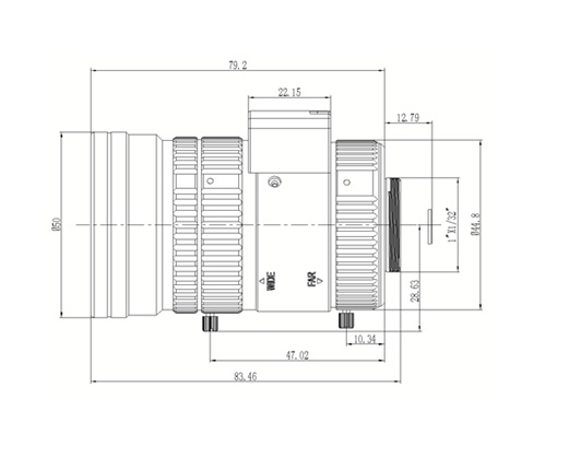 Dimensions of the LENS-DM0825-8M-NB 