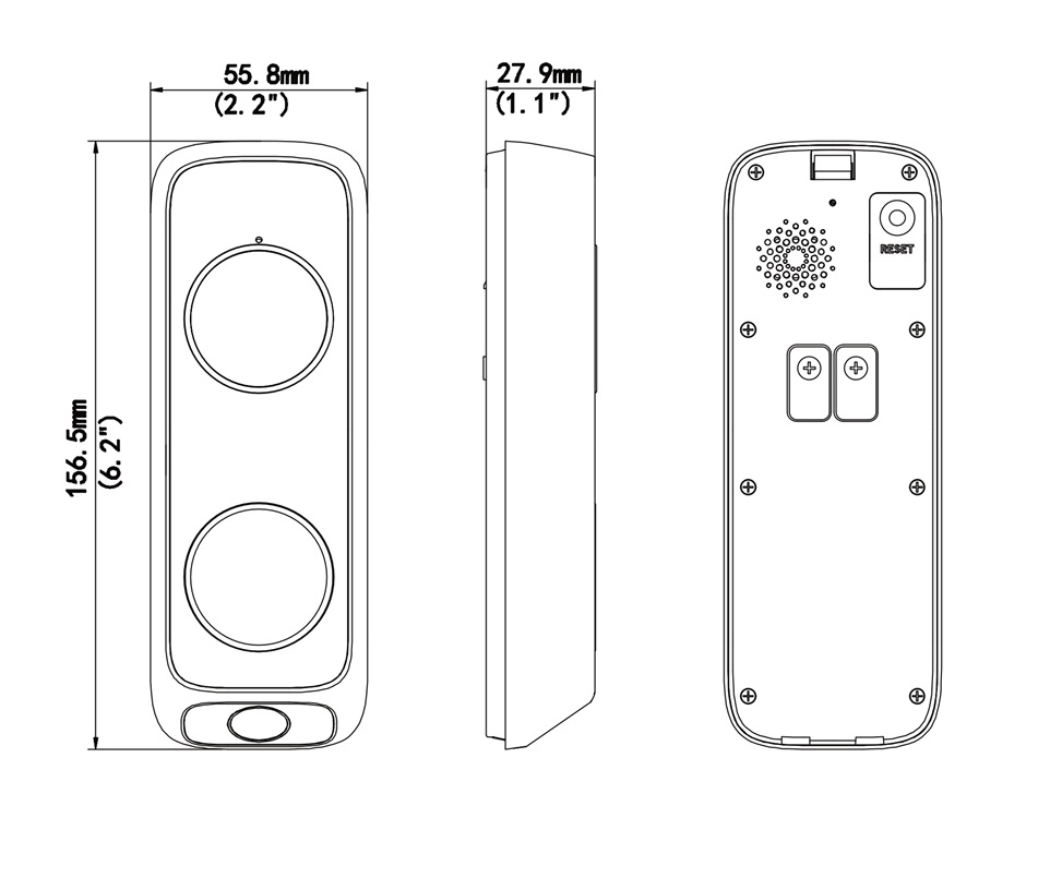 Dimensions of Uniview Doorbell (ED-525B-WB)