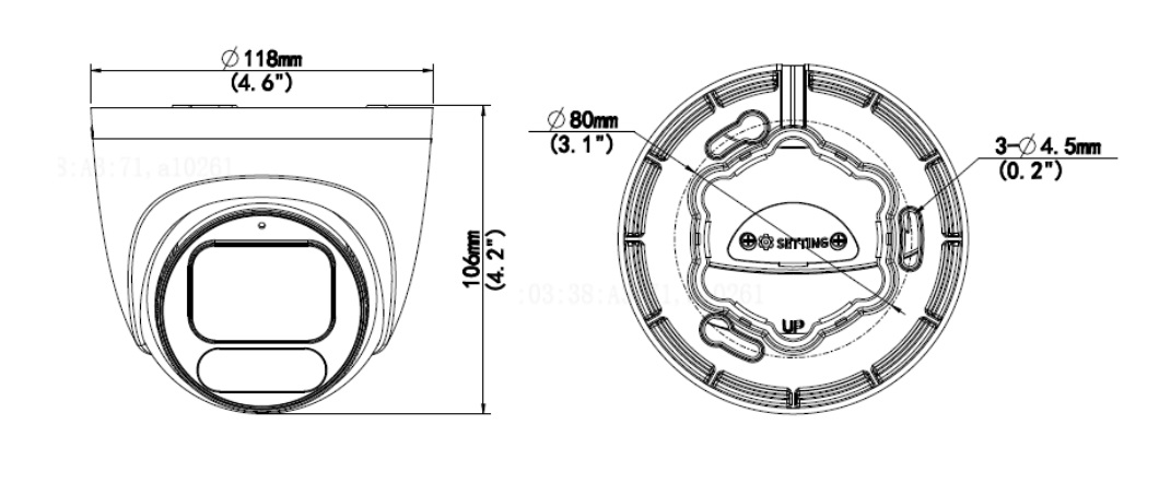 Dimensions of IPC3624LE-ADF28K-WP