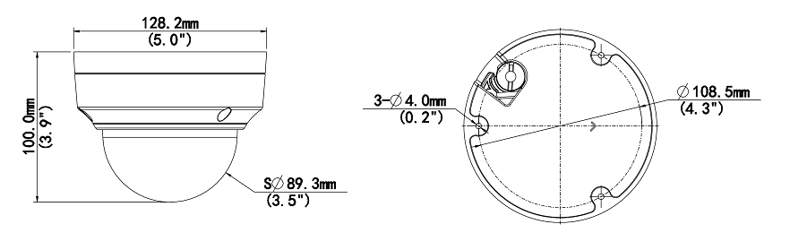 Dimensions of IPC3515SS-ADF28K-I1-HI
