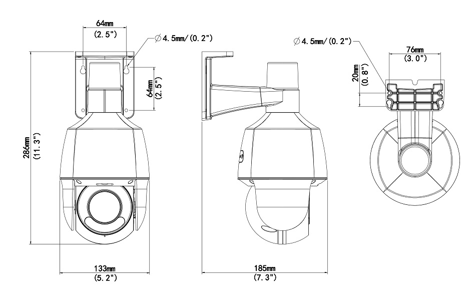 Dimensions of IPC6325LFW-AX5C-VG