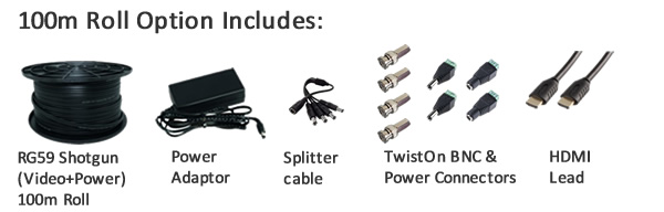 100m roll of RG59 coax cable to cut to length