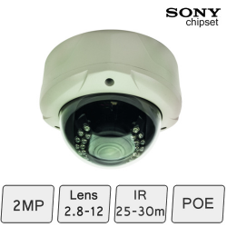 Vandal Resistant Dome Camera (HD-IP 1080P, SONY2.4MP, Vari-focal, IR 25m)